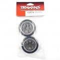 Pre-Glued 1.9inch 1-dot Hard Rough Surfaces Drift Front Tire 2 pcs w/ 6-Spoke Graphite Gray Chrome Rim