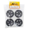 Pre-Glued Belted Slick Tires 4 pcs w/ 5 Spoke Black Rim For 1/10 RC Touring Car