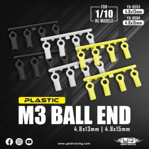 Yeah Racing M3 Plastic Ball End RC 极速赛车/一分钟极速赛车/168极速赛车/168赛车/1分钟赛车/75秒极速赛车/英国赛车/123赛车/闪电赛车 Car Parts